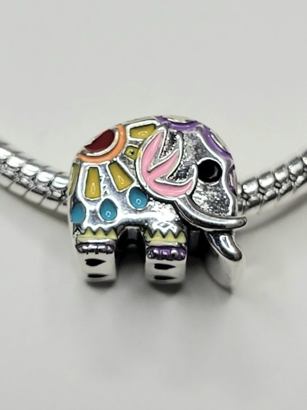NWT For Pandora Charm Bracelets Colorful Elephant Slider With Hearts Silver Pink